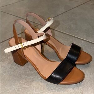 Cole Haan Black and Tan Heeled Sandals